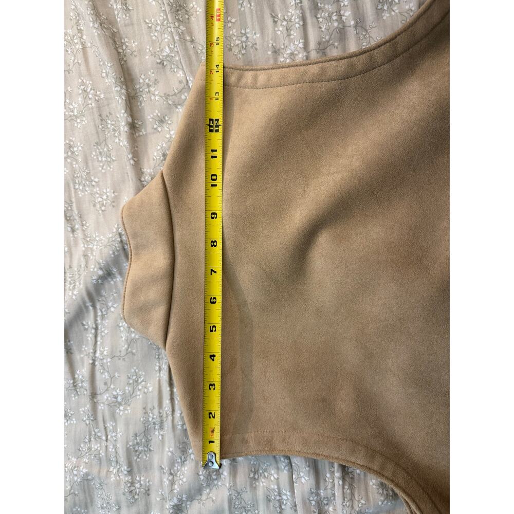 Vintage Talbots Petites Tan Faux Suede Fleece-Lined Zip Vest Size S - Picture 7 of 7